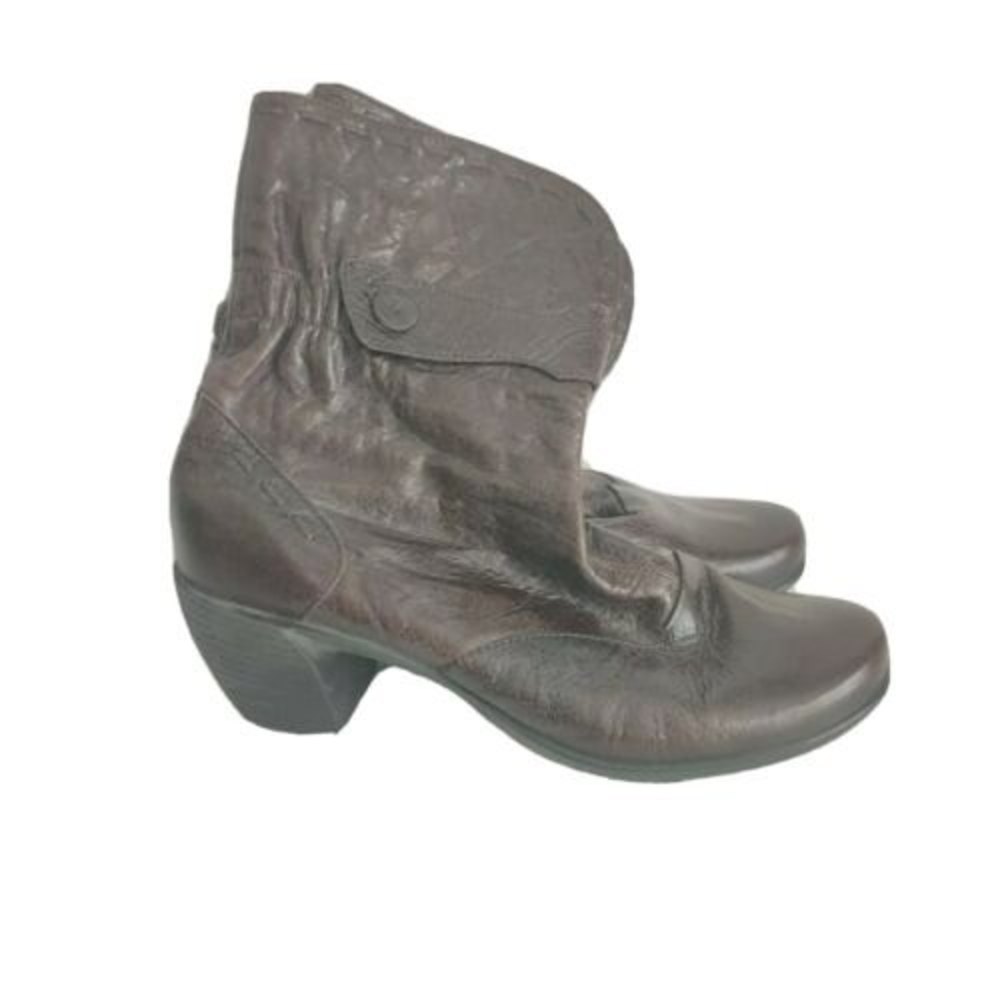 Romika Brown Wrinkled Leather Pull On Booties Ankle Boots EU 39 Womens US 8.5